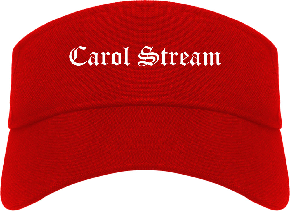 Carol Stream Illinois IL Old English Mens Visor Cap Hat Red