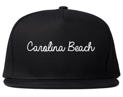 Carolina Beach North Carolina NC Script Mens Snapback Hat Black