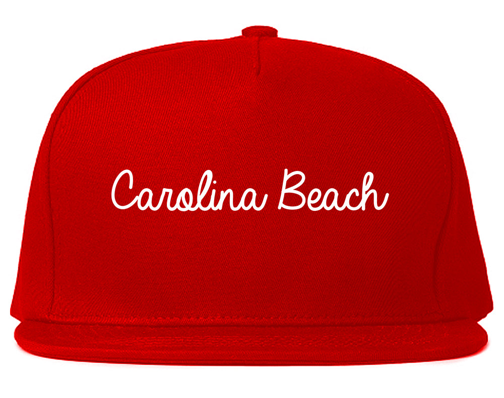 Carolina Beach North Carolina NC Script Mens Snapback Hat Red