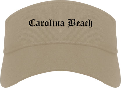Carolina Beach North Carolina NC Old English Mens Visor Cap Hat Khaki