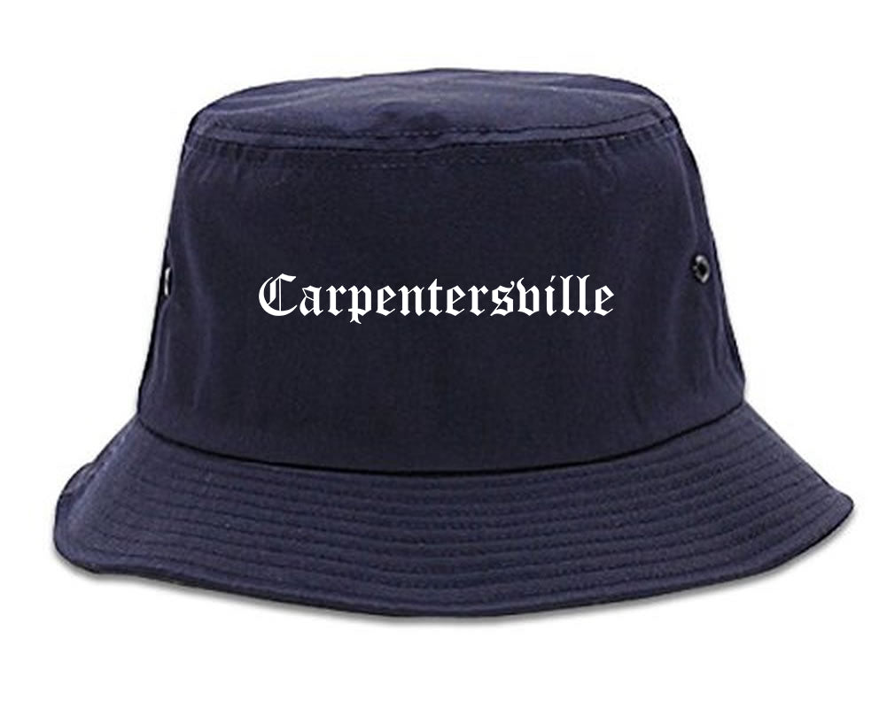 Carpentersville Illinois IL Old English Mens Bucket Hat Navy Blue