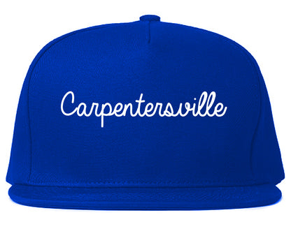 Carpentersville Illinois IL Script Mens Snapback Hat Royal Blue