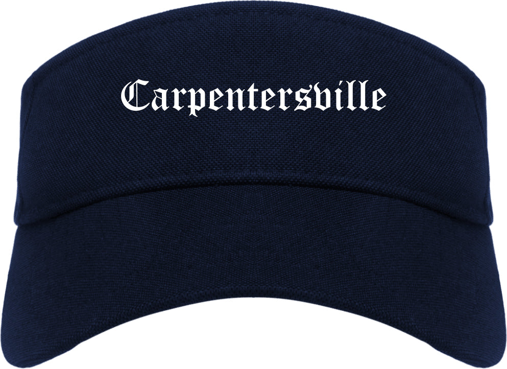 Carpentersville Illinois IL Old English Mens Visor Cap Hat Navy Blue
