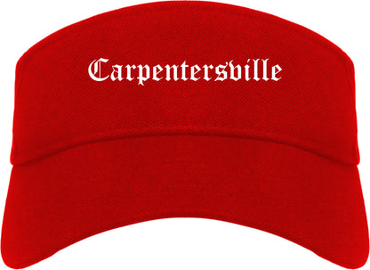 Carpentersville Illinois IL Old English Mens Visor Cap Hat Red