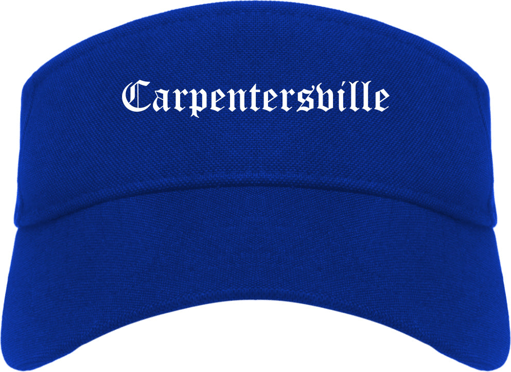 Carpentersville Illinois IL Old English Mens Visor Cap Hat Royal Blue