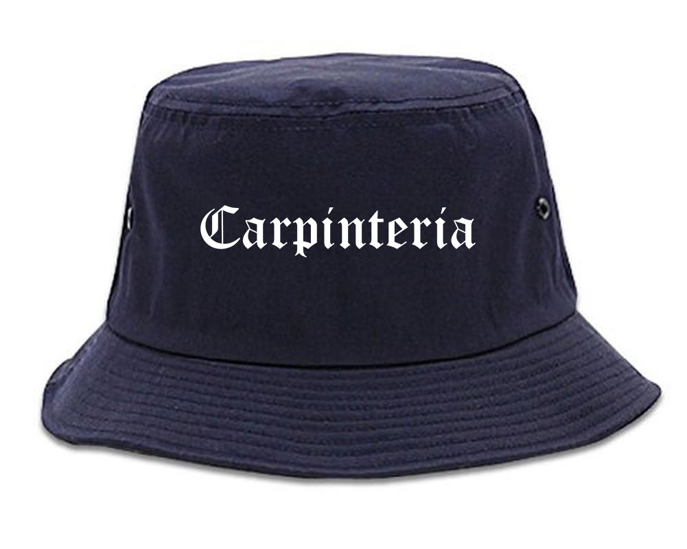 Carpinteria California CA Old English Mens Bucket Hat Navy Blue