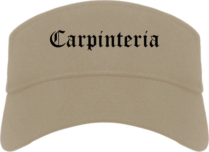 Carpinteria California CA Old English Mens Visor Cap Hat Khaki