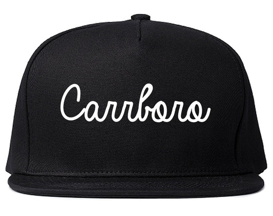 Carrboro North Carolina NC Script Mens Snapback Hat Black