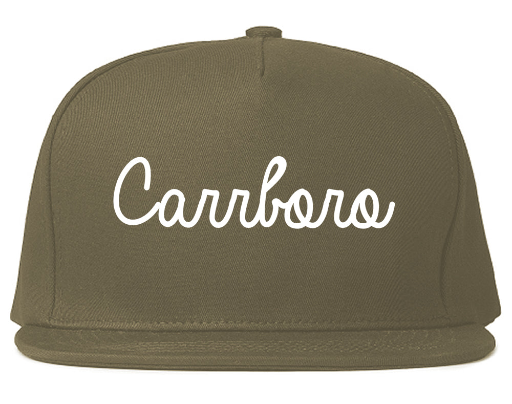 Carrboro North Carolina NC Script Mens Snapback Hat Grey