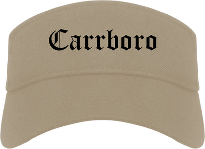 Carrboro North Carolina NC Old English Mens Visor Cap Hat Khaki
