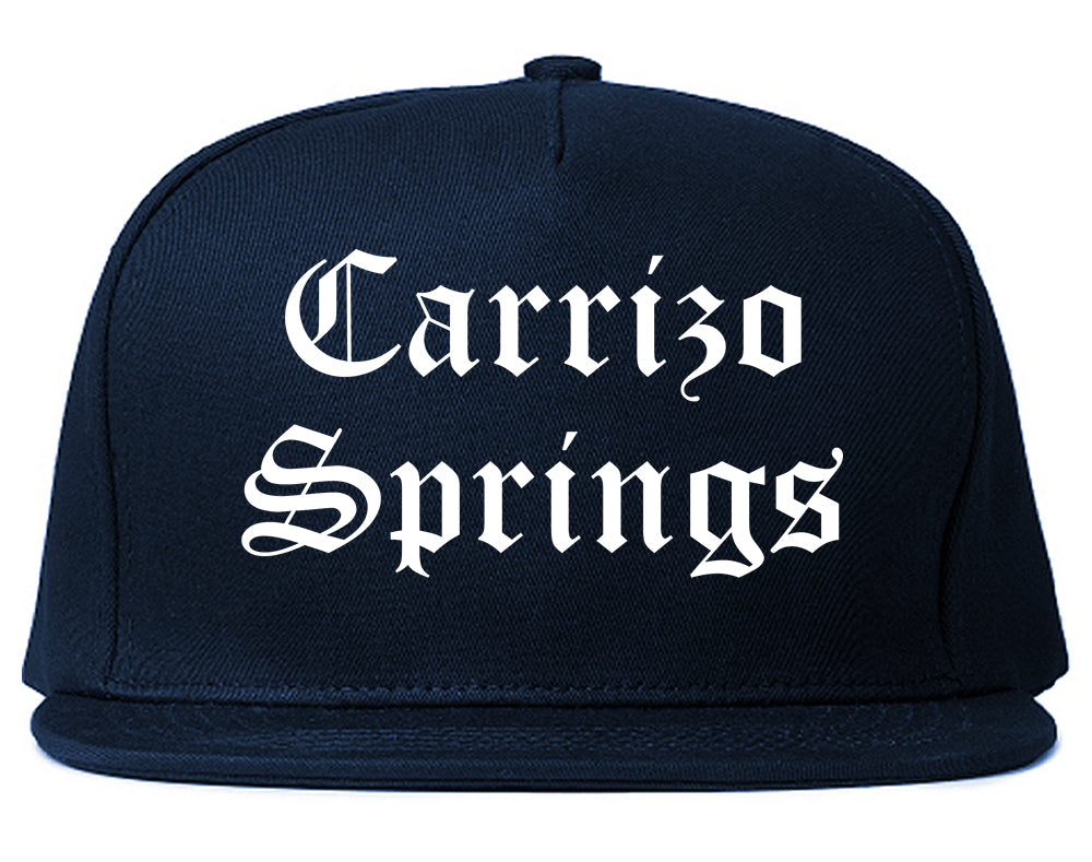 Carrizo Springs Texas TX Old English Mens Snapback Hat Navy Blue