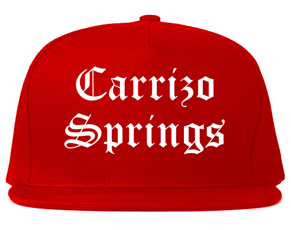 Carrizo Springs Texas TX Old English Mens Snapback Hat Red