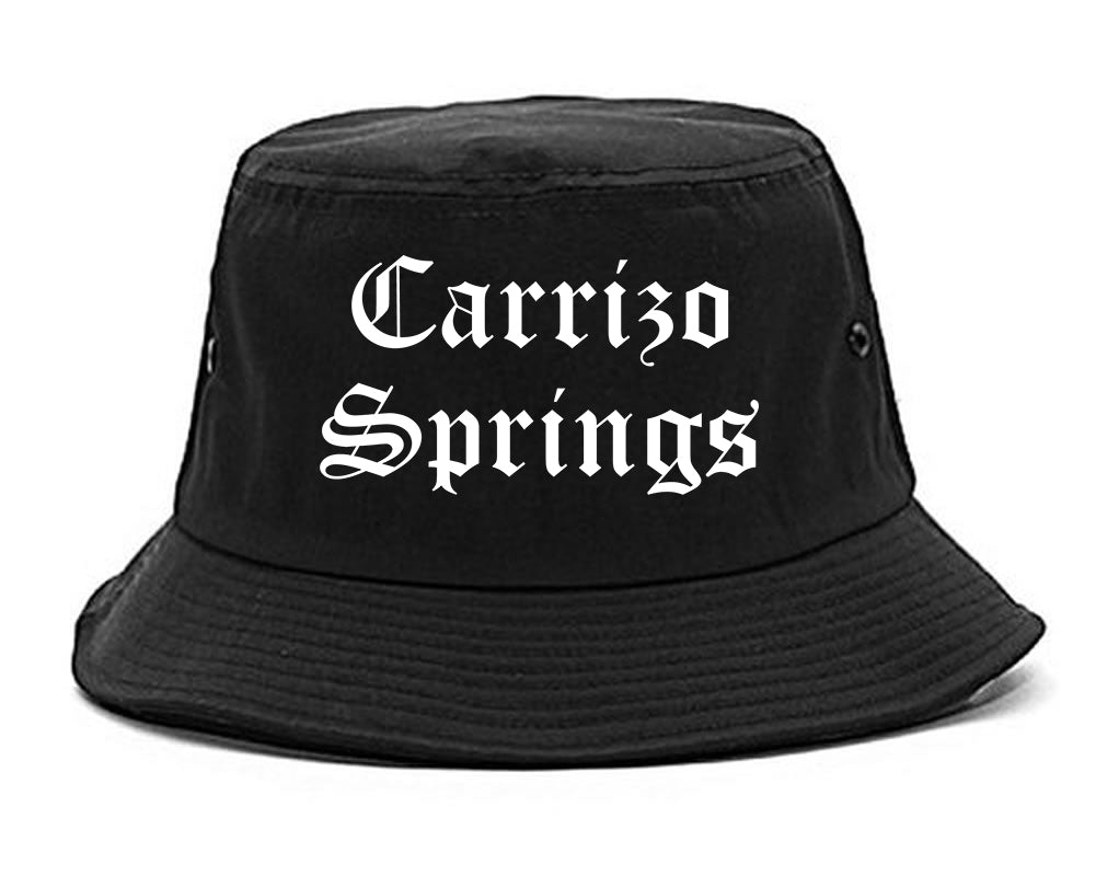 Carrizo Springs Texas TX Old English Mens Bucket Hat Black