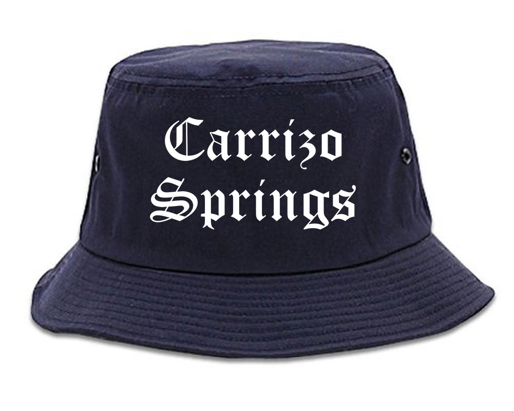 Carrizo Springs Texas TX Old English Mens Bucket Hat Navy Blue