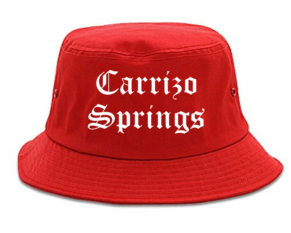 Carrizo Springs Texas TX Old English Mens Bucket Hat Red