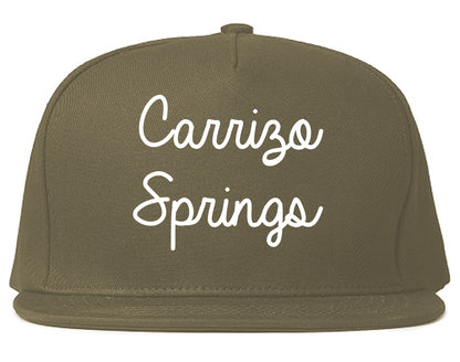 Carrizo Springs Texas TX Script Mens Snapback Hat Grey