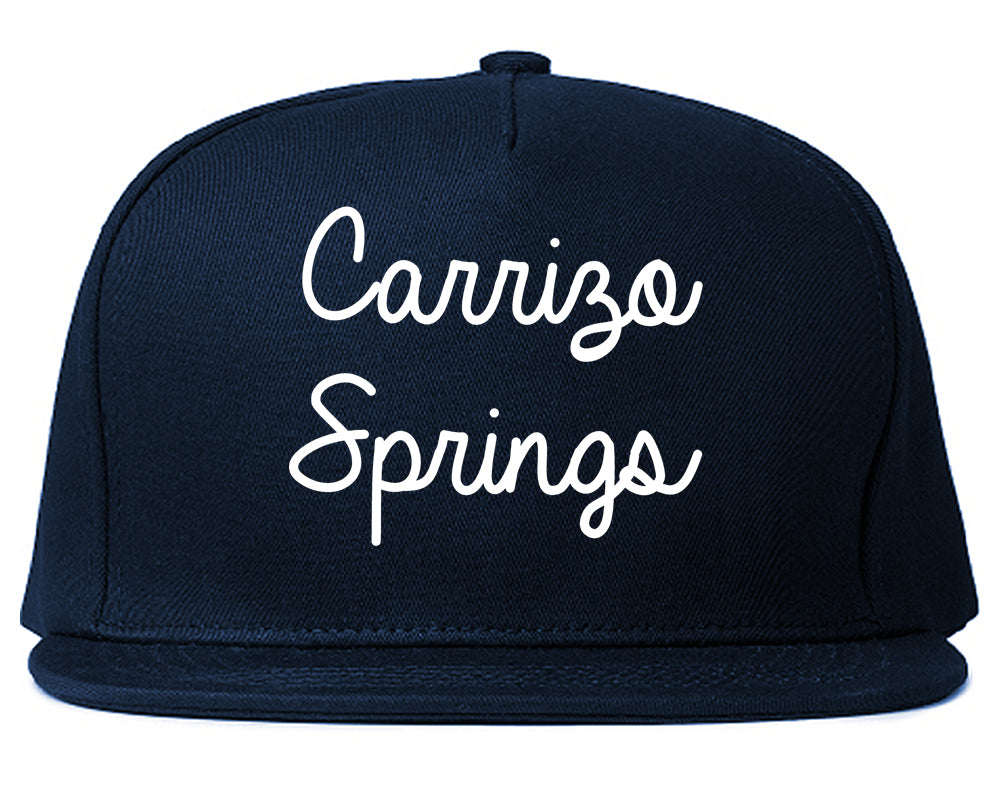 Carrizo Springs Texas TX Script Mens Snapback Hat Navy Blue