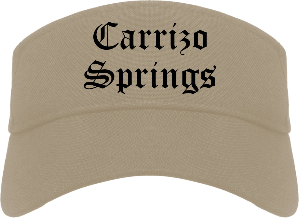 Carrizo Springs Texas TX Old English Mens Visor Cap Hat Khaki
