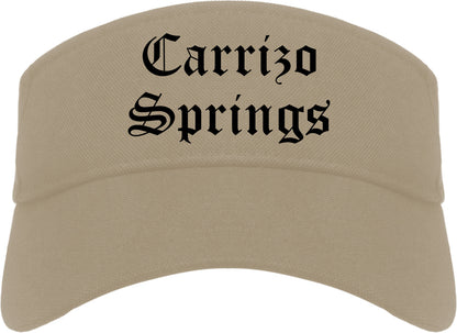 Carrizo Springs Texas TX Old English Mens Visor Cap Hat Khaki