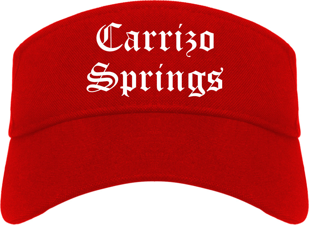 Carrizo Springs Texas TX Old English Mens Visor Cap Hat Red
