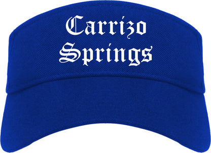 Carrizo Springs Texas TX Old English Mens Visor Cap Hat Royal Blue