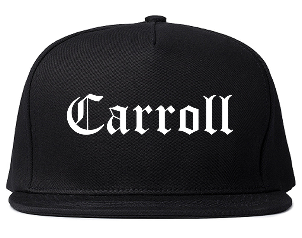 Carroll Iowa IA Old English Mens Snapback Hat Black