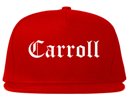 Carroll Iowa IA Old English Mens Snapback Hat Red