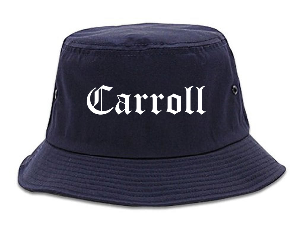 Carroll Iowa IA Old English Mens Bucket Hat Navy Blue