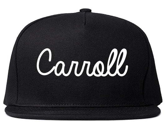 Carroll Iowa IA Script Mens Snapback Hat Black