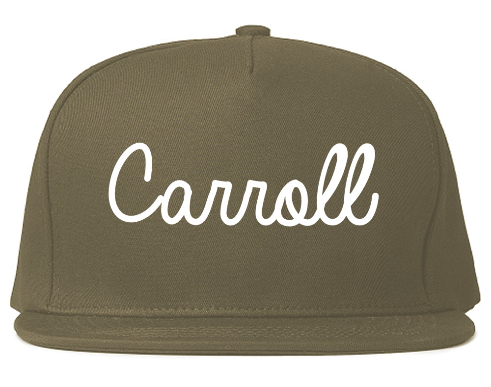 Carroll Iowa IA Script Mens Snapback Hat Grey