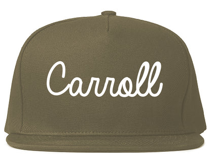 Carroll Iowa IA Script Mens Snapback Hat Grey