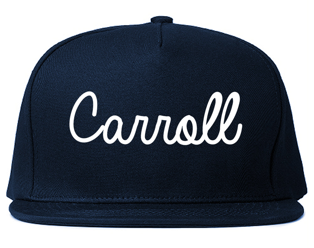 Carroll Iowa IA Script Mens Snapback Hat Navy Blue