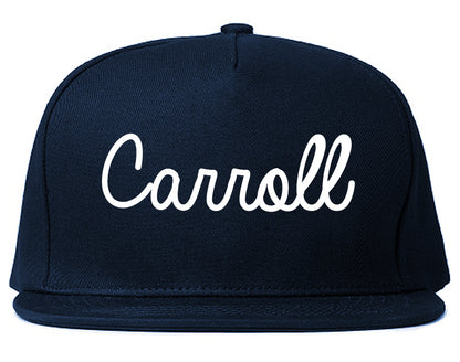 Carroll Iowa IA Script Mens Snapback Hat Navy Blue