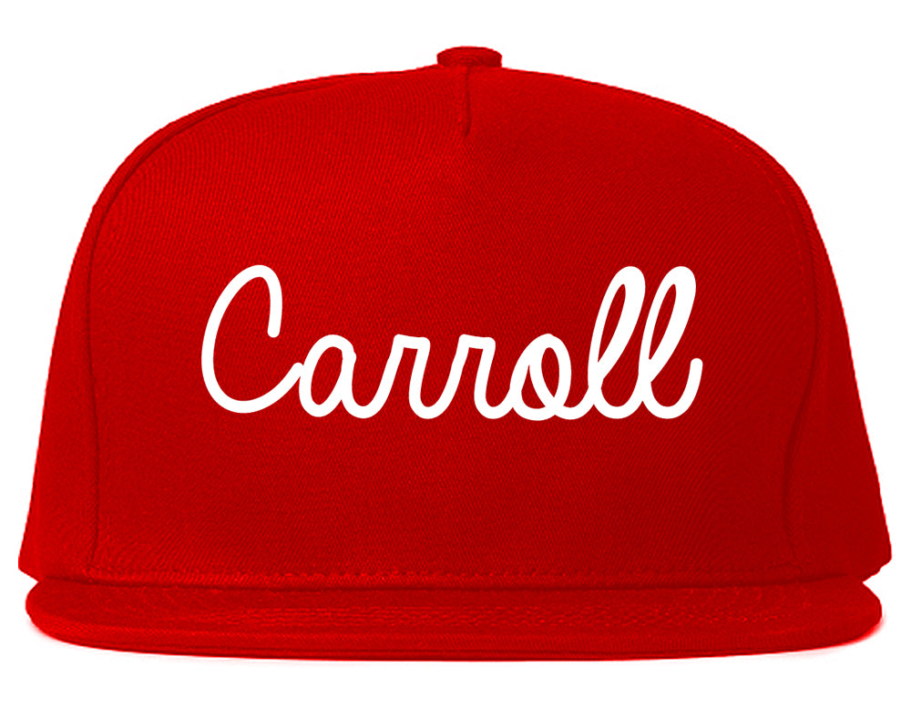 Carroll Iowa IA Script Mens Snapback Hat Red