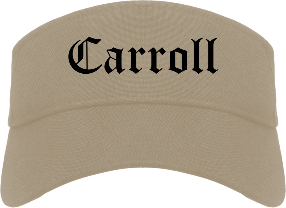 Carroll Iowa IA Old English Mens Visor Cap Hat Khaki