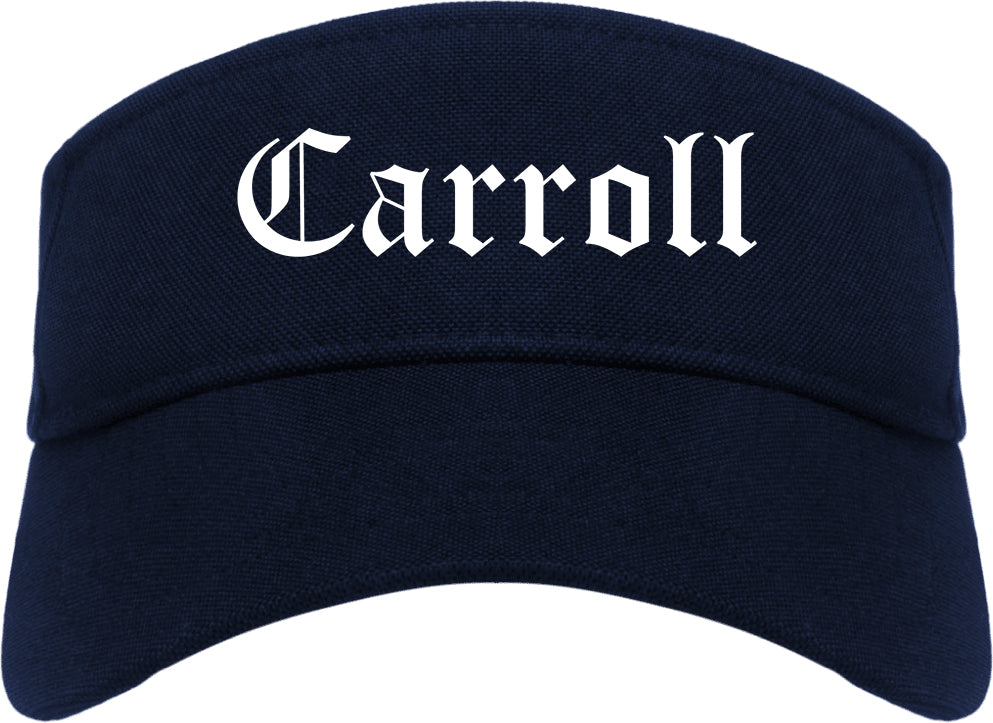Carroll Iowa IA Old English Mens Visor Cap Hat Navy Blue