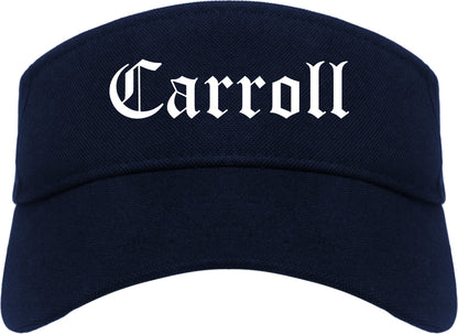 Carroll Iowa IA Old English Mens Visor Cap Hat Navy Blue