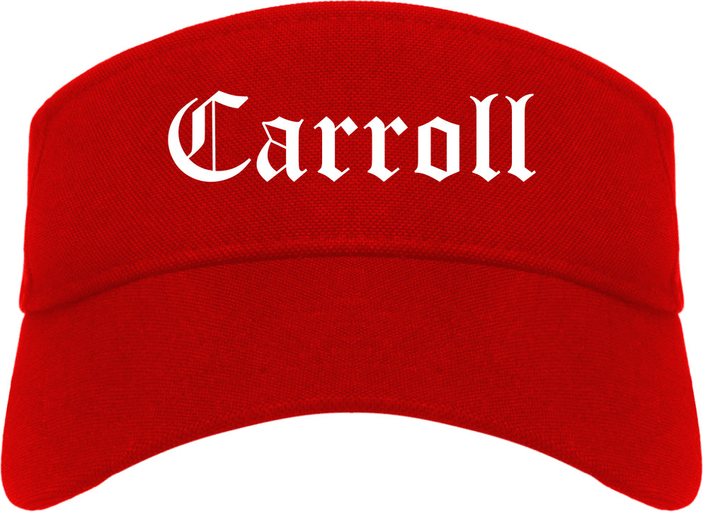 Carroll Iowa IA Old English Mens Visor Cap Hat Red