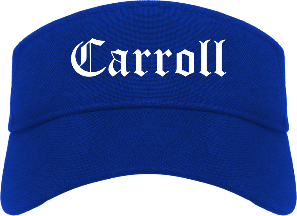 Carroll Iowa IA Old English Mens Visor Cap Hat Royal Blue