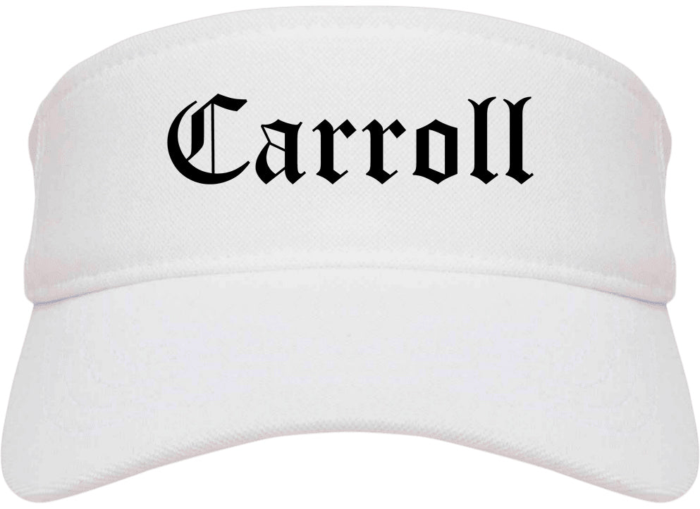 Carroll Iowa IA Old English Mens Visor Cap Hat White