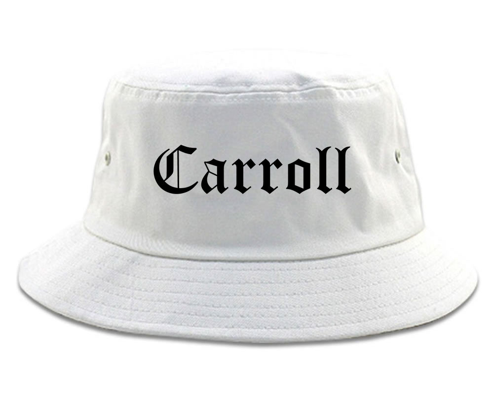 Carroll Iowa IA Old English Mens Bucket Hat White