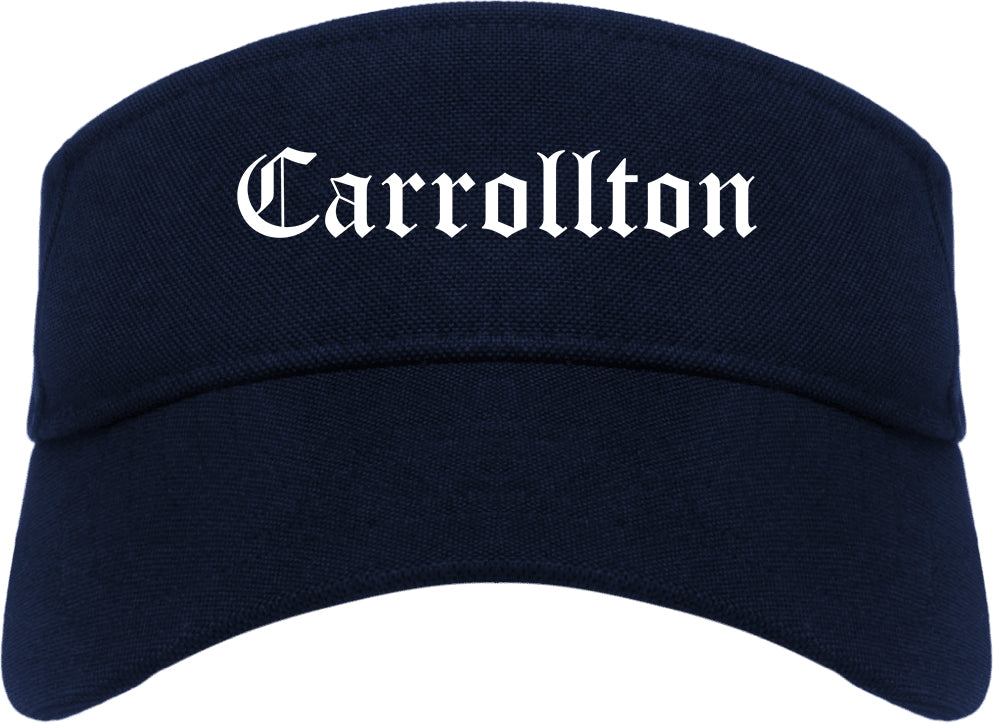 Carrollton Georgia GA Old English Mens Visor Cap Hat Navy Blue