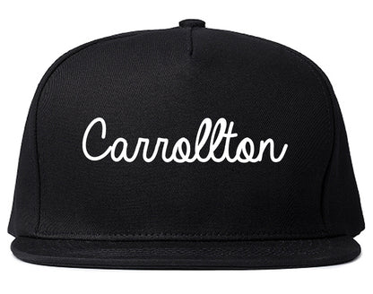 Carrollton Texas TX Script Mens Snapback Hat Black