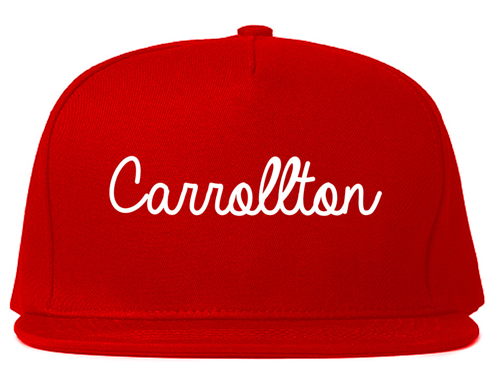 Carrollton Texas TX Script Mens Snapback Hat Red