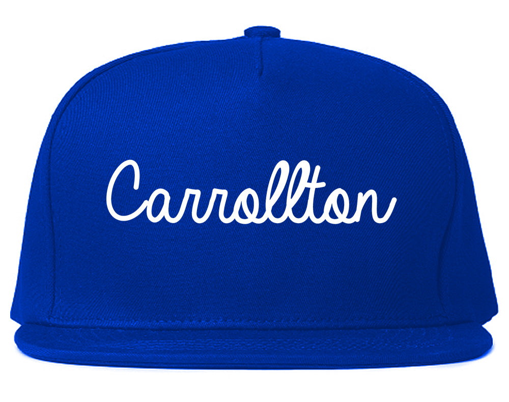 Carrollton Texas TX Script Mens Snapback Hat Royal Blue