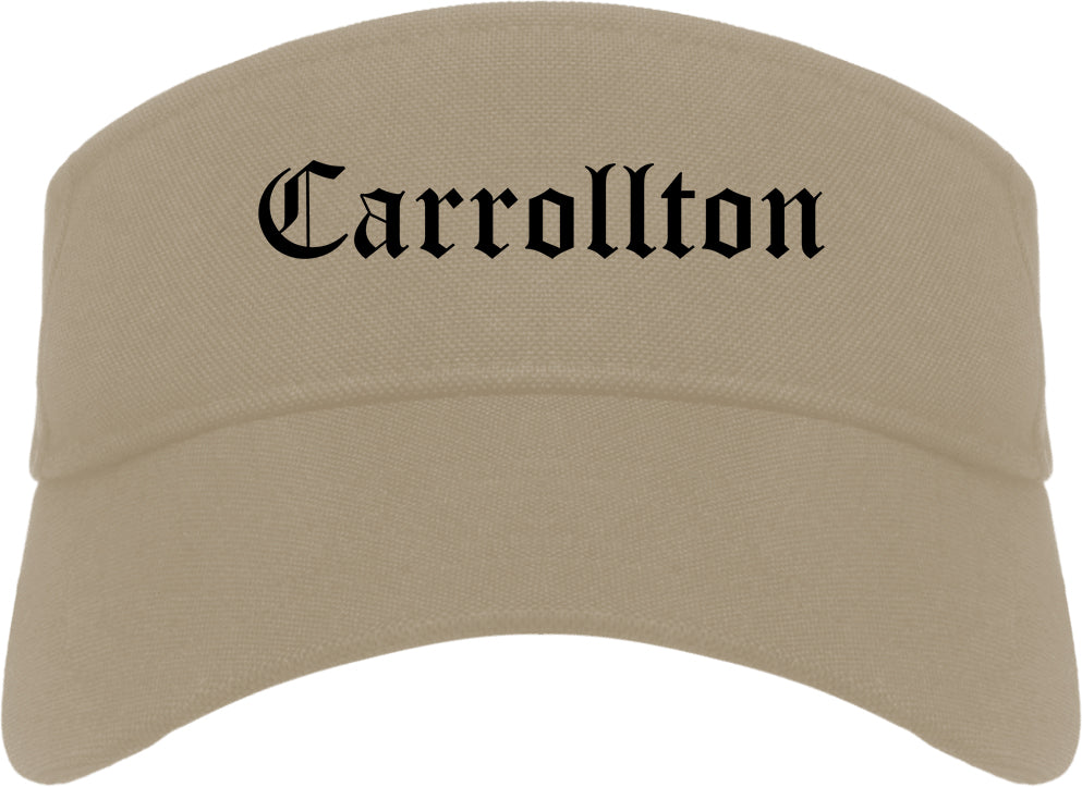 Carrollton Texas TX Old English Mens Visor Cap Hat Khaki