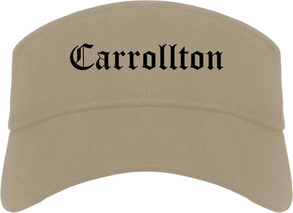 Carrollton Texas TX Old English Mens Visor Cap Hat Khaki