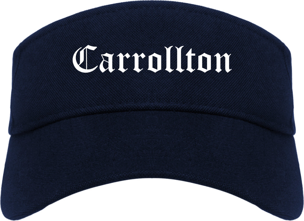 Carrollton Texas TX Old English Mens Visor Cap Hat Navy Blue