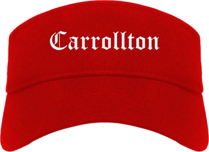 Carrollton Texas TX Old English Mens Visor Cap Hat Red