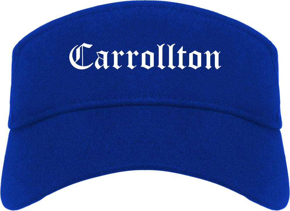 Carrollton Texas TX Old English Mens Visor Cap Hat Royal Blue